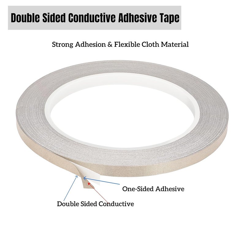SICCOMA Faraday Cloth Tape Double Conductive Cloth Adhesive Tape for EMI Shielding, Wire Harness Wrap, Grounding, Guitar Interference Signal Blocking, Electrical Repair (1/4inx66FT) - Image 2